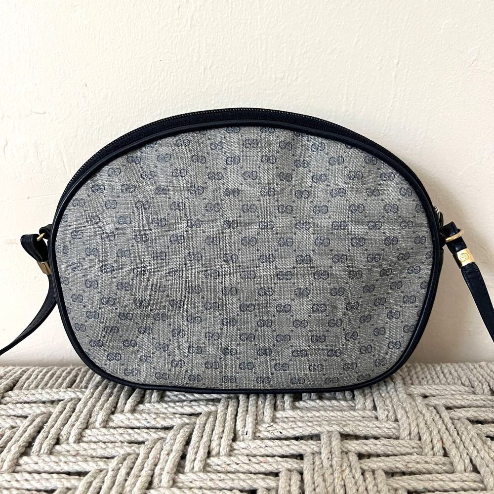 GUCCI GG Plus Navy Canvas and Leather Crossbody Bag - Picture 3 of 16